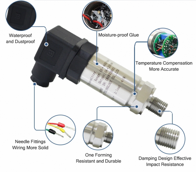 60bar Dustproof Electronic Air Pressure Sensor High Overpressure