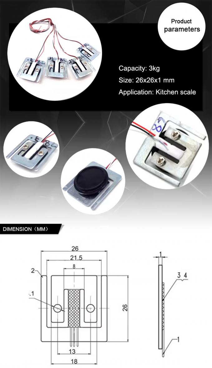 Half Bridge Thin Flat Load Cell Sensor 3kg 5kg Load Cell With Feet