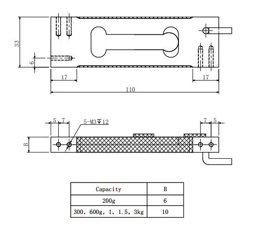 Capacity 0.3~5kg Parallel Beam Sensor Aluminium Alloy Single Point Load Cell 3