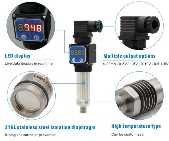 Compact 24VDC Industrial Digital Hydraulic Pressure Transmitter for Accurate Readings 0