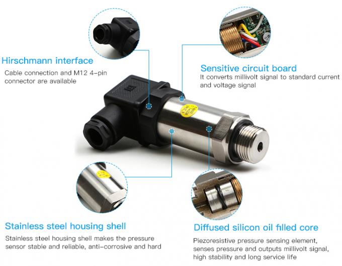 0-600bar Pressure Range Diffused Silicon Oil Pressure Sensor RPT202 with 0.5-4.5V Output and CE RoHS Certification 1