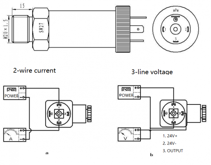 4-20mA Water Gas Air Pressure Transducer Liquid Application Pressure Sensor Transmitter 1