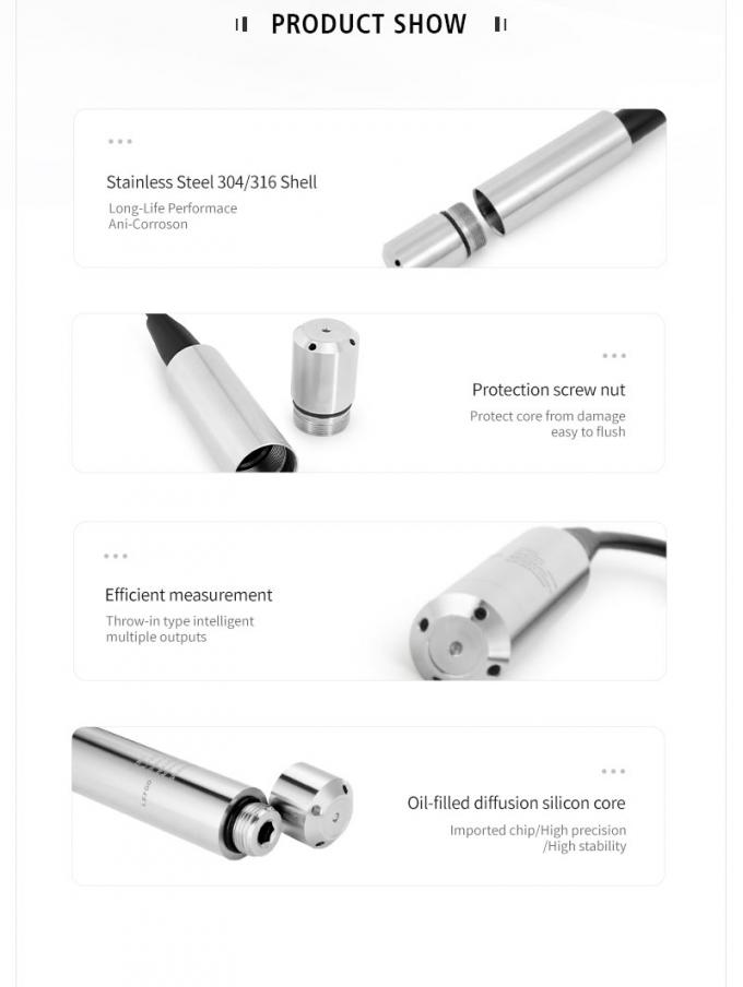 Rujia 4-20ma Submersible Liquid Level Sensor Indicator Transmitter Hydrostatic Water Level Sensors For Sewage Water Treatment 2